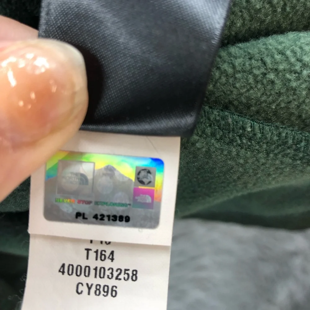 North Face Pullover Mens Large Quarter Zip Fleece Inside Logo Green Zipper